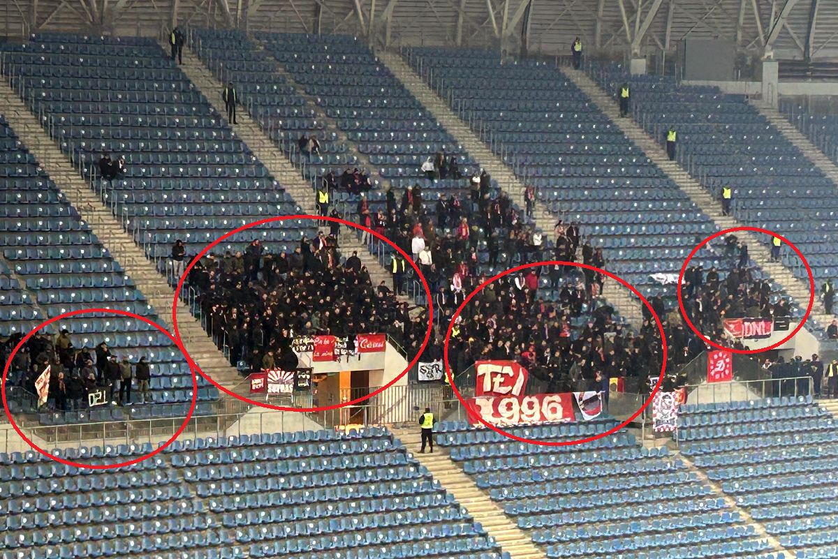 Ca la ei, la nimeni! Scene caraghioase pe „Oblemenco”: Dinamo, încurajată de 4 galerii! În total, 200 de fani!