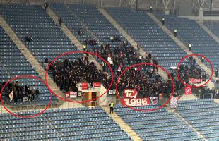 Ca la ei, la nimeni! Scene caraghioase pe „Oblemenco”: Dinamo, încurajată de 4 galerii! În total, 200 de fani!