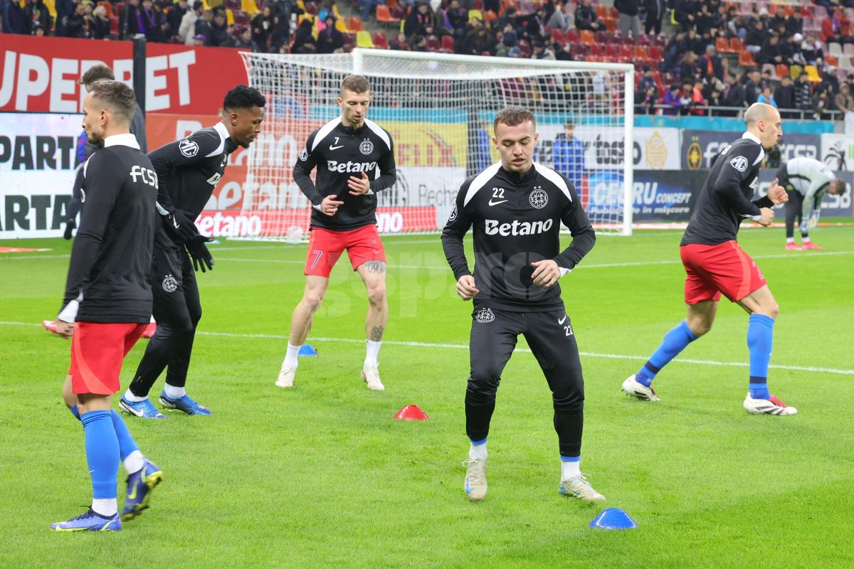 Imagini de la încălzire înainte de FCSB - CFR Cluj