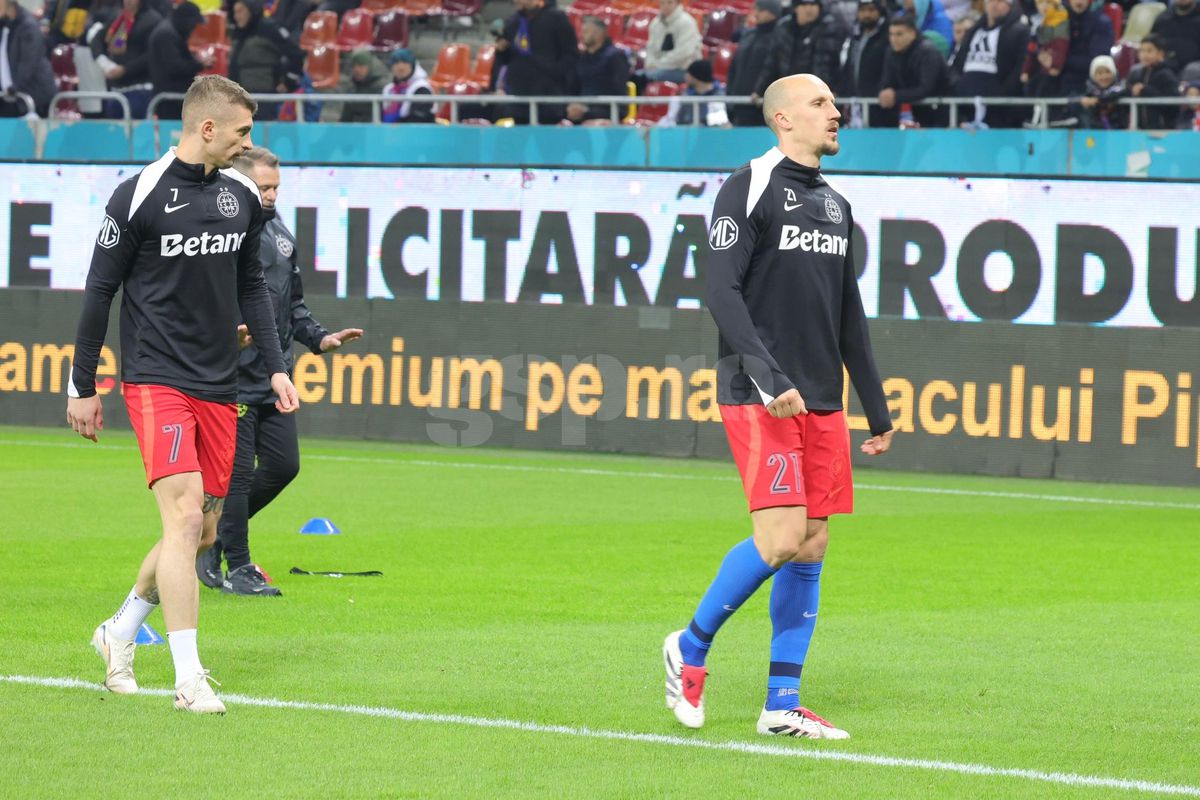 Imagini de la încălzire înainte de FCSB - CFR Cluj