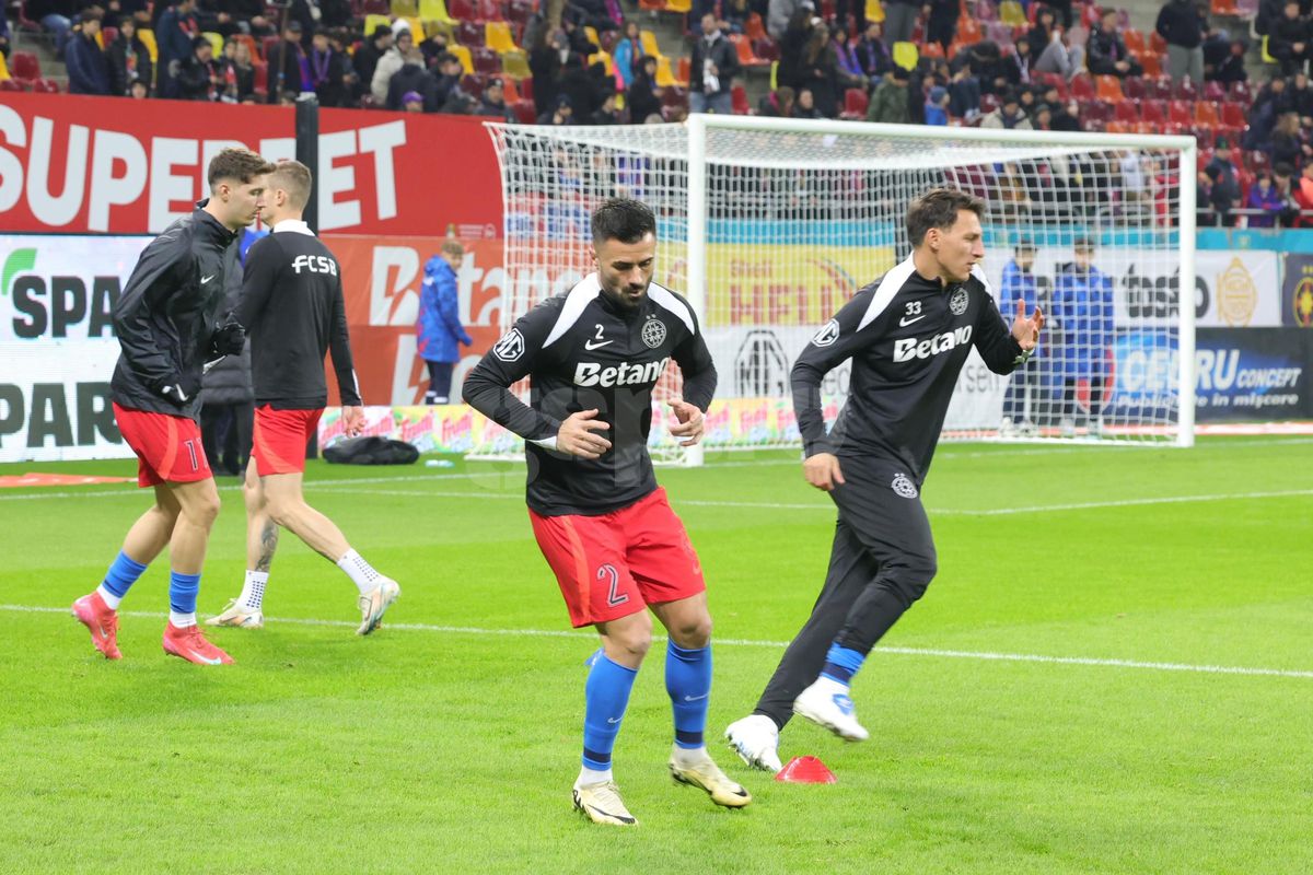 Imagini de la încălzire înainte de FCSB - CFR Cluj