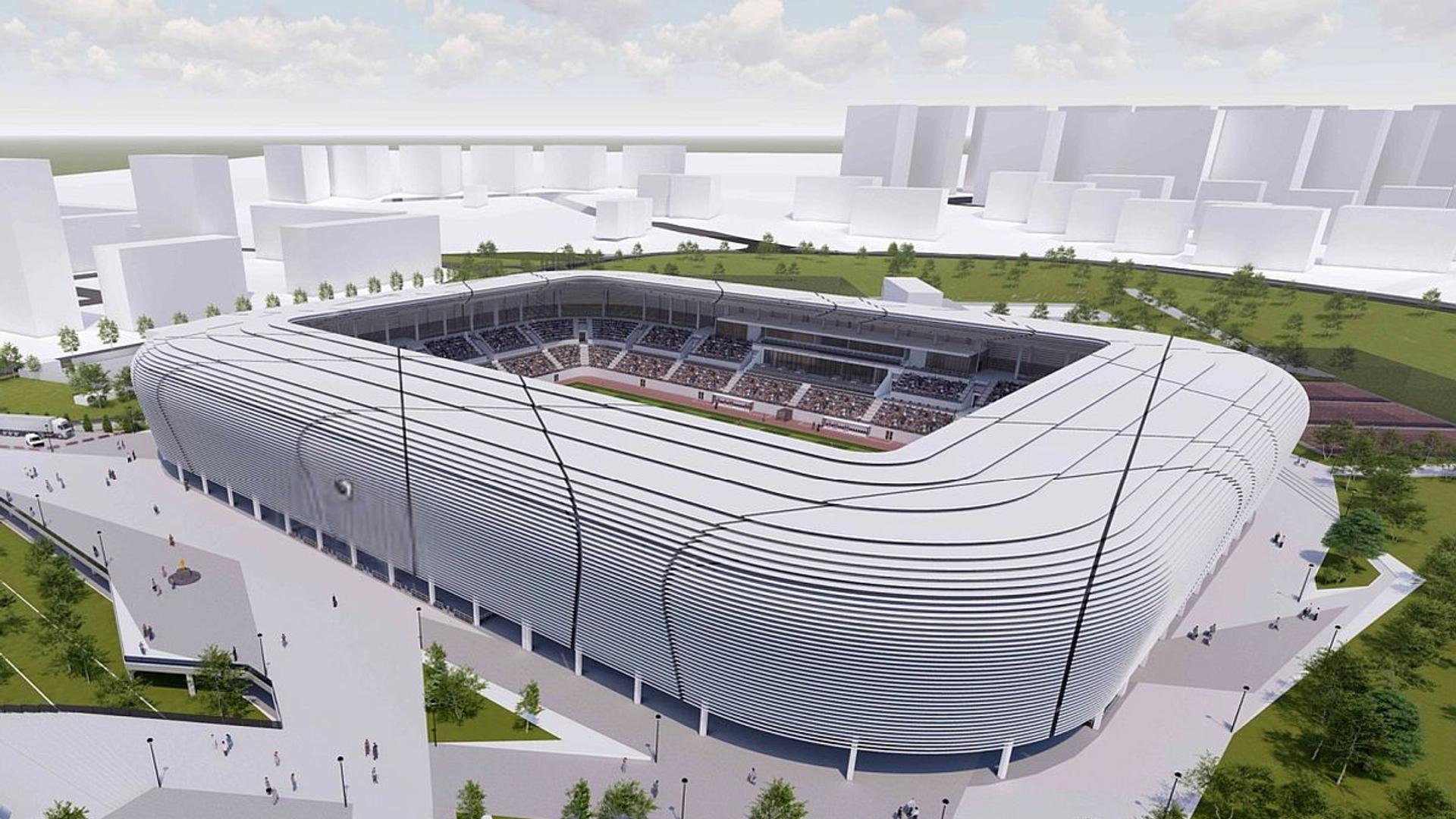 Vedere aeriană a stadionului Hunedoara înainte de demolare, cu echipa Corvinul Hunedoara sărbătorind promovarea pe terenul vechiului stadion. | sursa foto: Gazeta Sporturilor