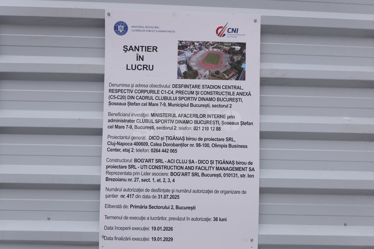 Se lucrează într-un ritm uluitor la Stadionul Dinamo: arena din Ștefan cel Mare este deja 50% demolată » GSP a intrat pe șantier