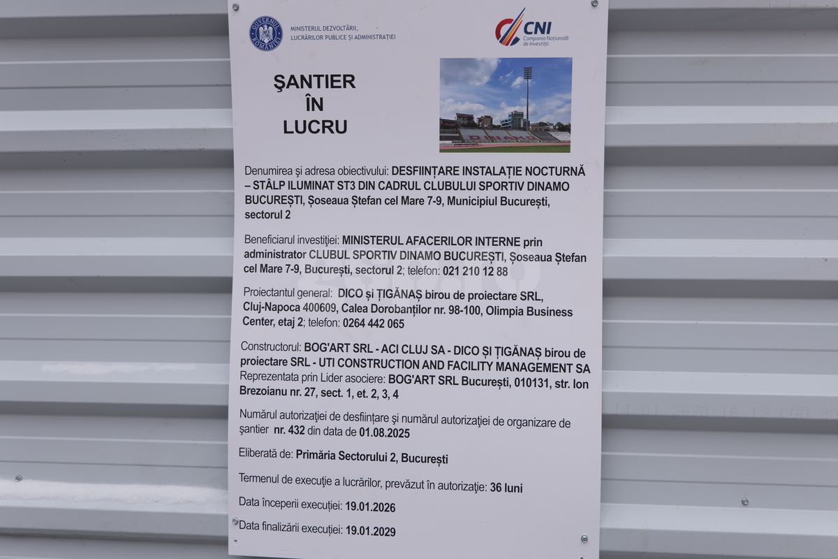 Se lucrează într-un ritm uluitor la Stadionul Dinamo: arena din Ștefan cel Mare este deja 50% demolată » GSP a intrat pe șantier