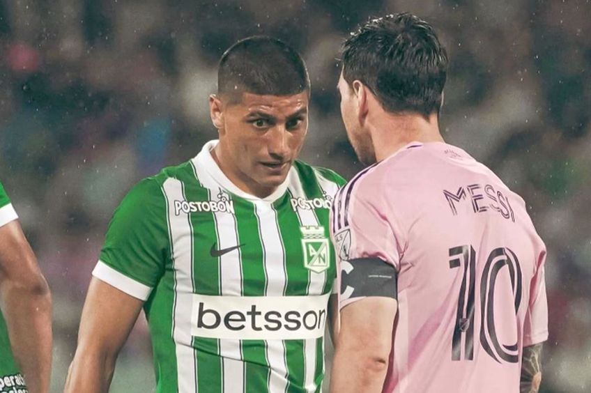 Juan Bauza, față în față cu Lionel Messi, în amicalul Atletico Nacional - Inter Miami // FOTO: TikTok @francescasimionescu