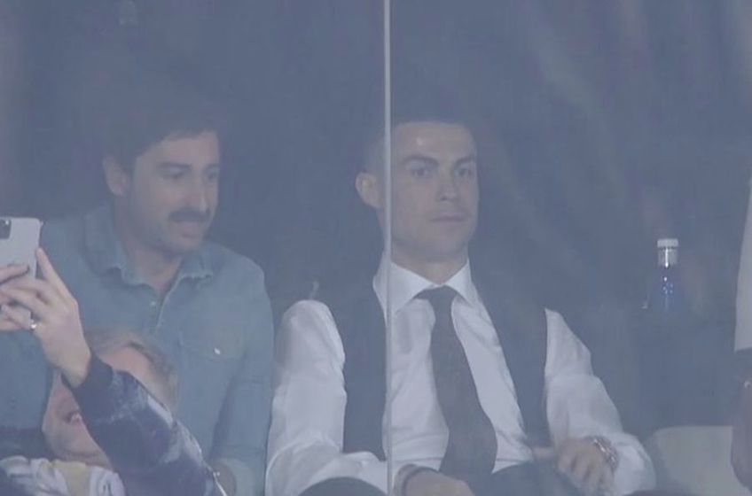 Ronaldo în loja VIP pe Santiago Bernabeu // foto: captură Twitter