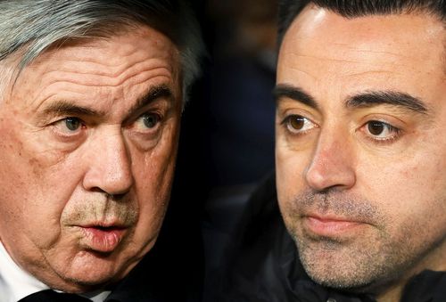 Carlo Ancelotti (în stânga) și Xavi Hernandez // foto: Guliver/gettyimages
