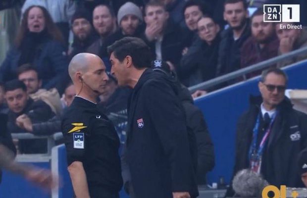Scene reprobabile în meciul lui Lyon din Ligue 1 » Antrenorul Fonseca a sărit la arbitru: l-a lovit și a văzut „roșu”