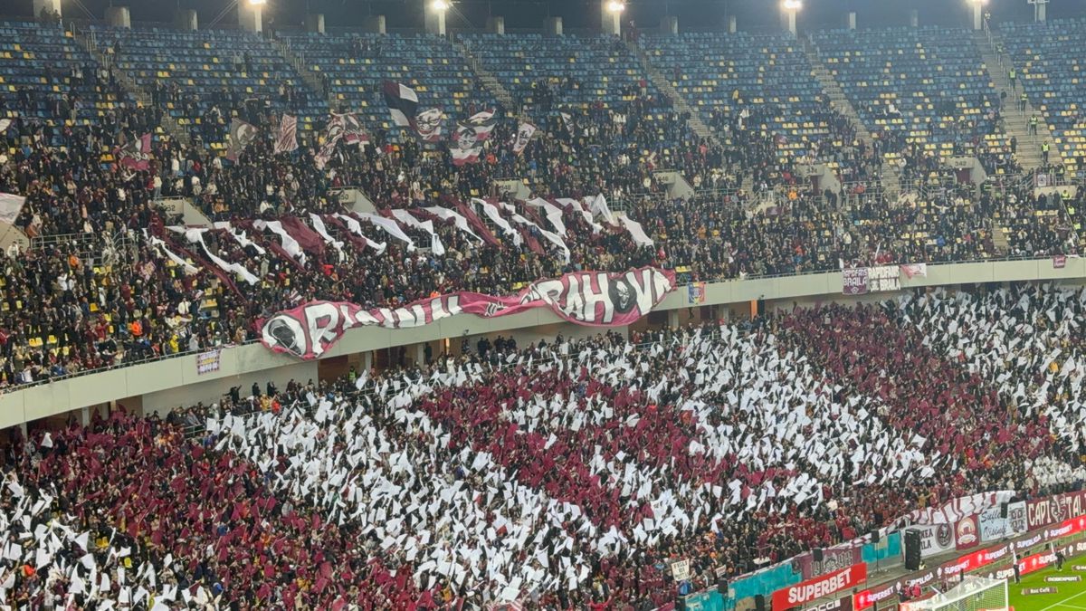 Scenografia suporterilor de la Rapid în meciul cu FCSB