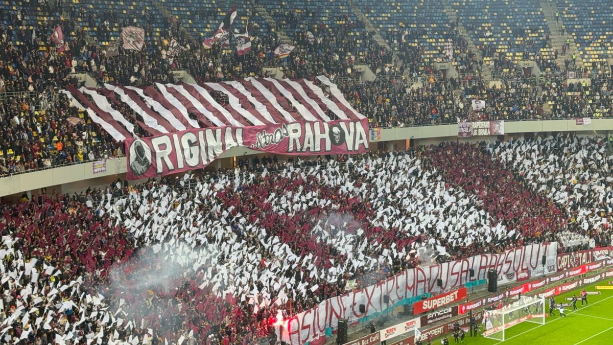 Scenografia suporterilor de la Rapid în meciul cu FCSB