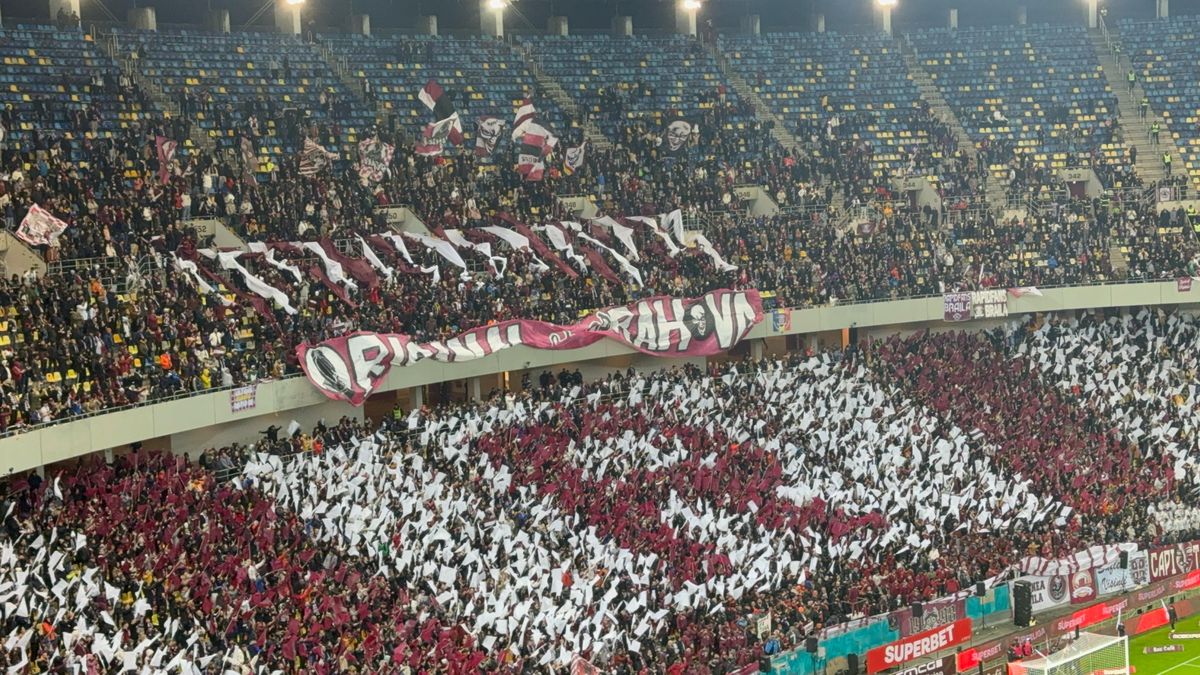 Scenografia suporterilor de la Rapid în meciul cu FCSB