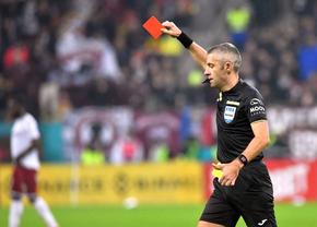 Decizie controversată în Rapid - FCSB! Eliminat după două galbene în 4 minute