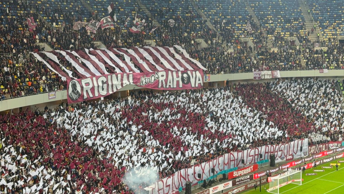 Scenografia suporterilor de la Rapid în meciul cu FCSB