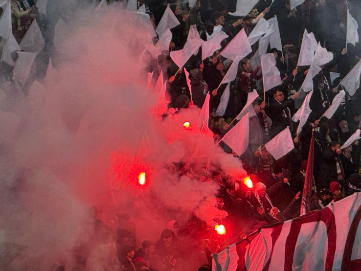Scenografia suporterilor de la Rapid în meciul cu FCSB/ Foto: GSP