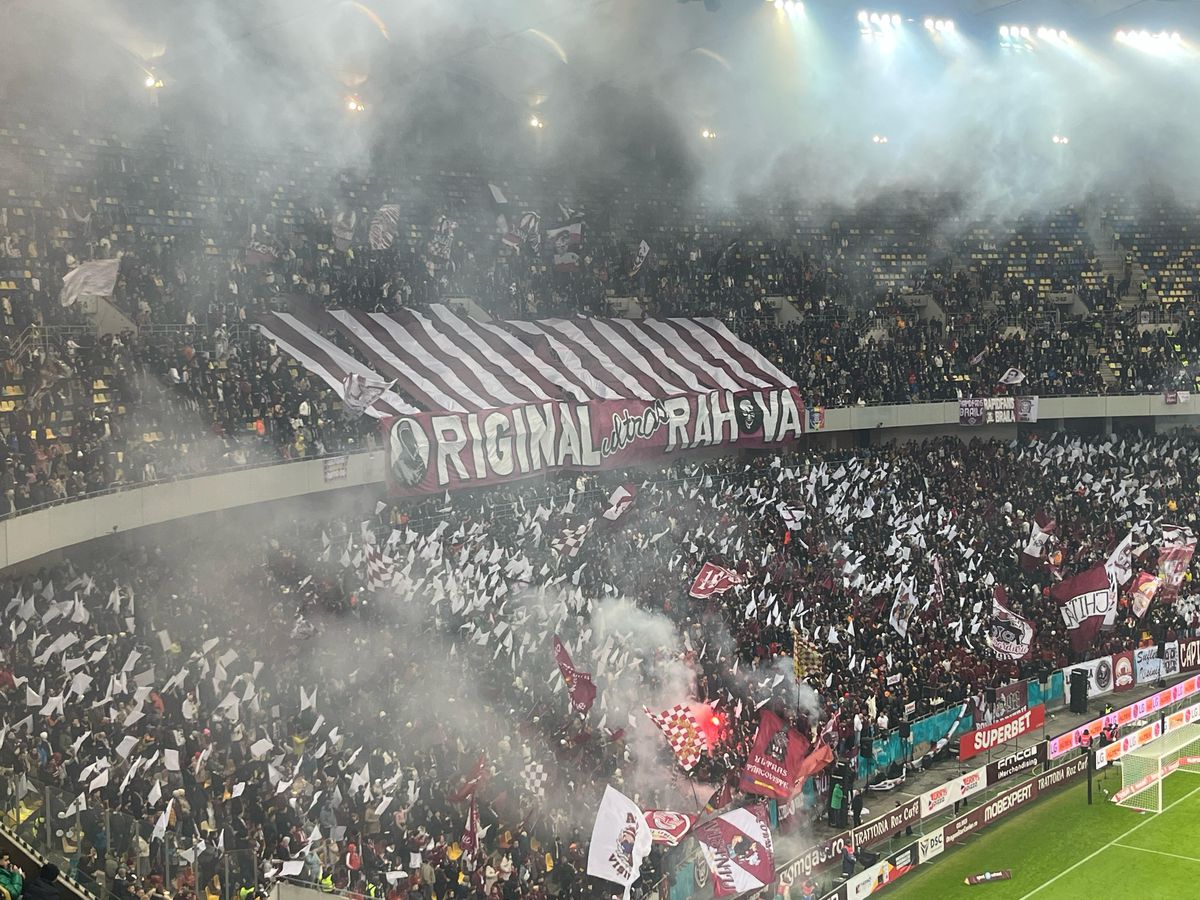 Scenografia suporterilor de la Rapid în meciul cu FCSB