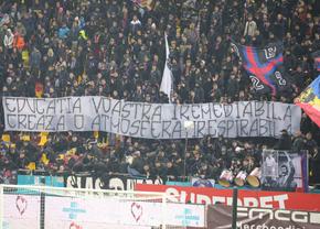 Rapid - FCSB, toate mesajele afișate » Ironii și jigniri pe Arena Națională, banner cu greșeală gramaticală în peluză