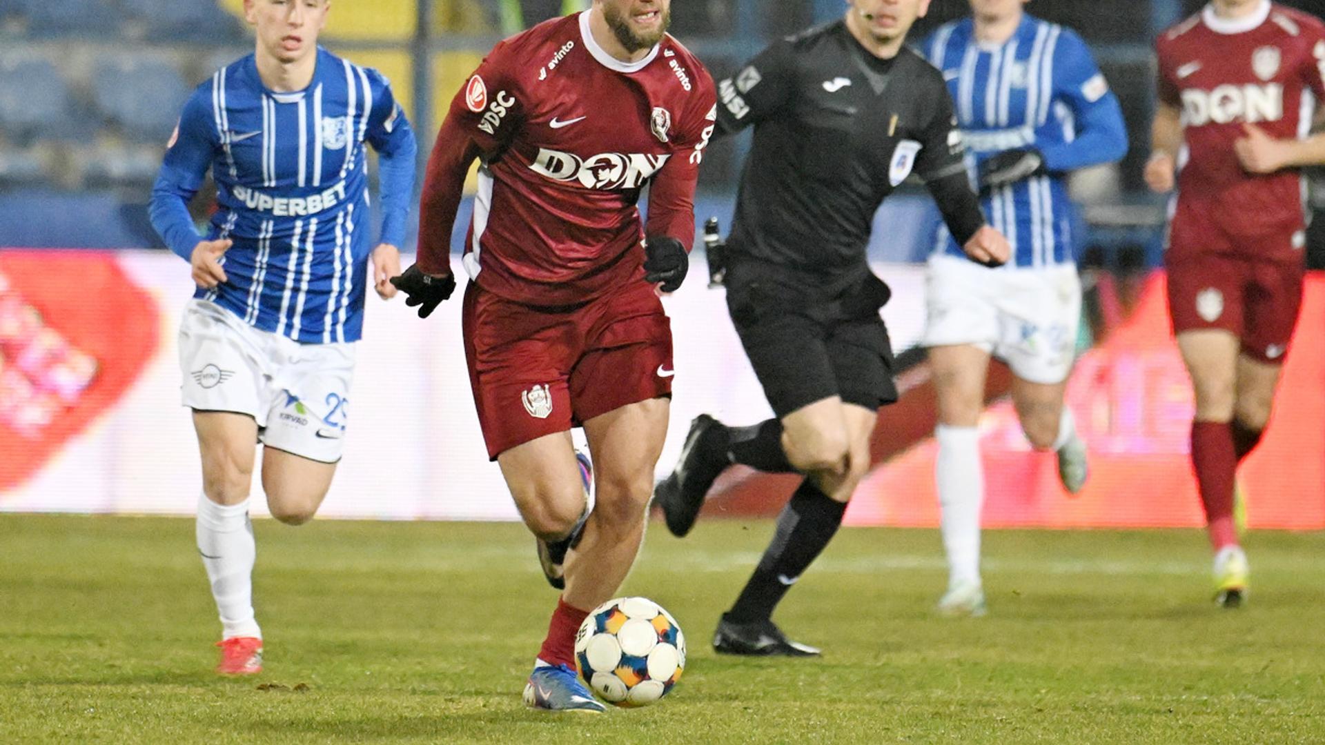 Alibek Aliev marcând golul 1.500 al CFR Cluj în play-off Liga 1, în meciul decisiv contra Farului Constanța. | sursa foto: Gazeta Sporturilor