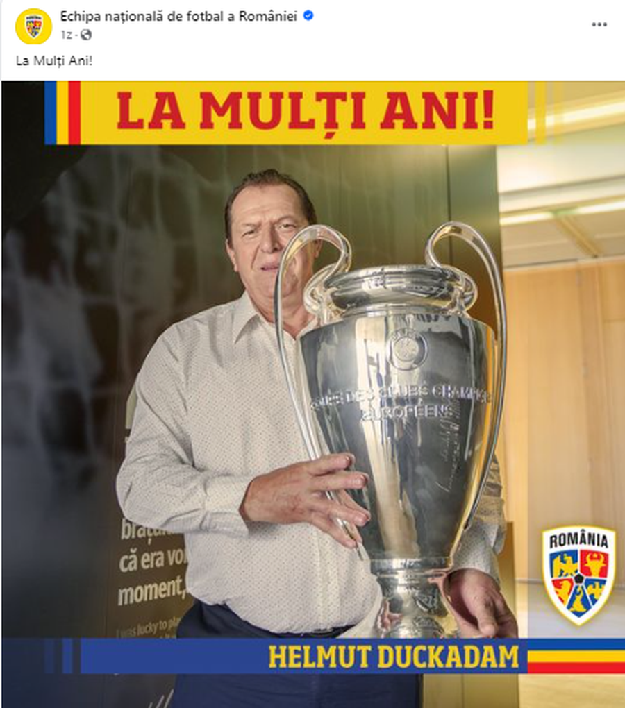 FCSB l-a uitat pe Helmut Duckadam de ziua lui