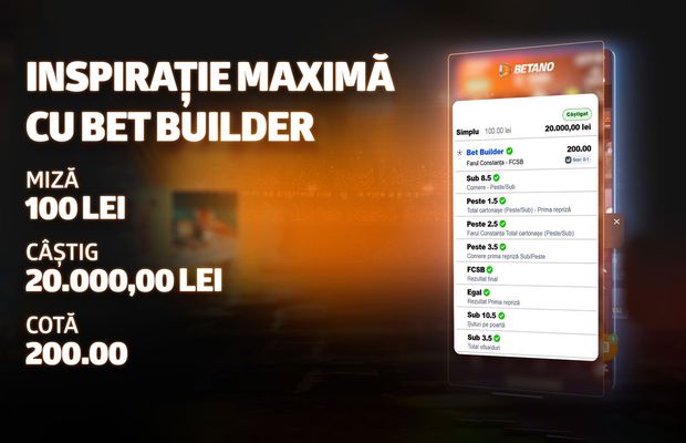 Inspirație maximă cu Bet Builder la Farul – FCSB pe o cotă cumulată de 200