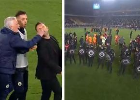 Teroare la Fenerbahce - Galatasaray » 3 „roșii” în prelungiri, Mourinho l-a lovit pe Buruk, mii de jandarmi au intervenit în forță! Scene de război