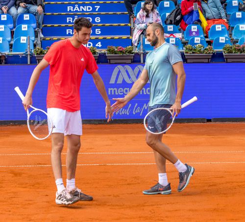Luca Preda Și Marius Copil după un punct reușit FOTO Emil -Sebastian Popescu/Țiriac Open