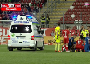 Momente de panică la Arad: Rareș Pop s-a prăbușit pe teren. A primit îngrijiri și și-a revenit în ambulanță