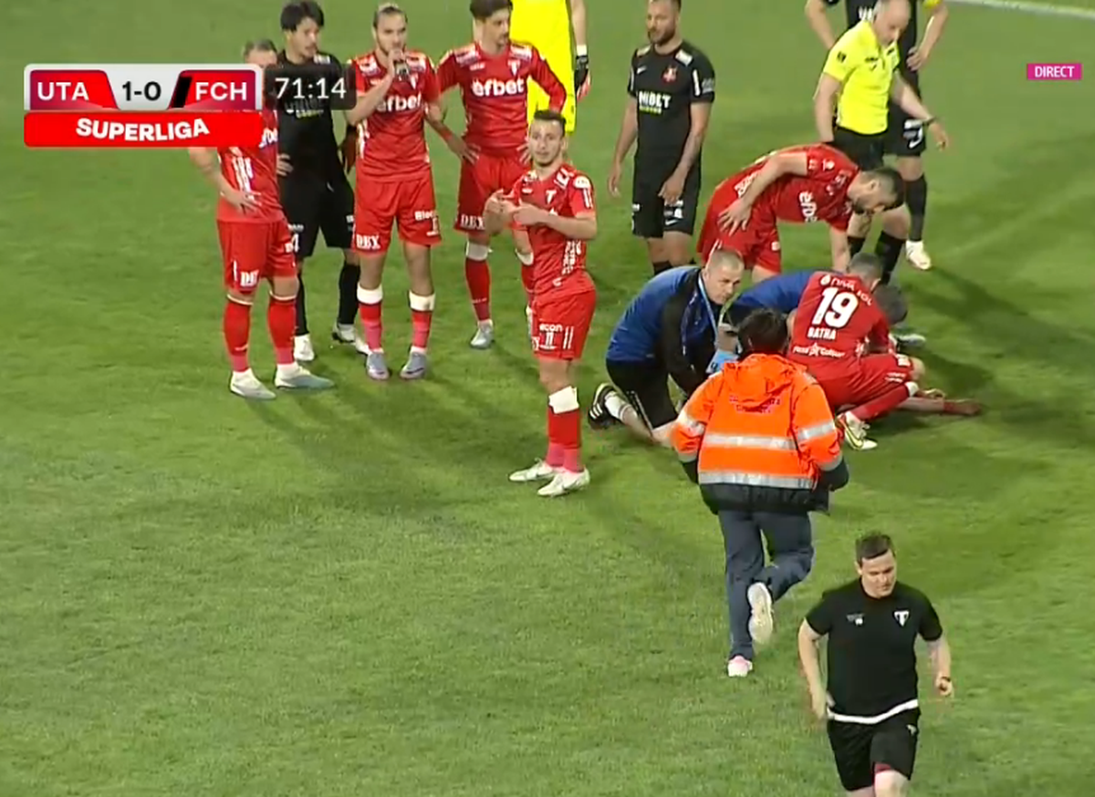 Momente de panică la Arad: Rareș Pop s-a prăbușit pe teren. Verdictul medicilor