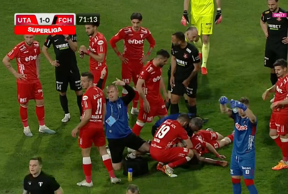 Momente de panică la Arad: Rareș Pop s-a prăbușit pe teren. Verdictul medicilor