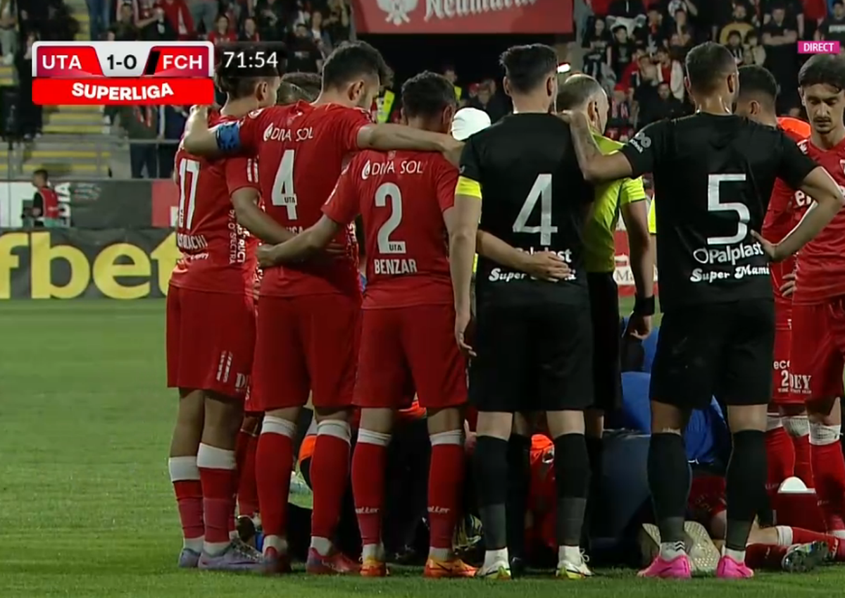 Momente de panică la Arad: Rareș Pop s-a prăbușit pe teren. Verdictul medicilor