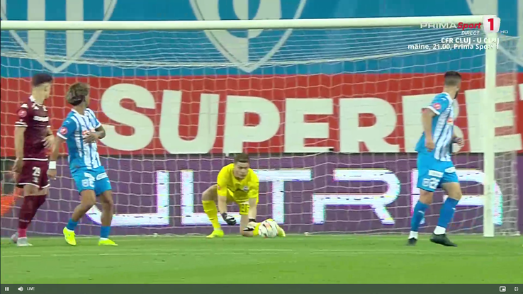 Laurențiu Popescu, gafă incredibilă în Universitatea Craiova - Rapid, foto: captură Prima Sport