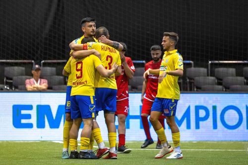 România a câștigat cu Polonia, scor 5-2, în meciul al doilea din grupele Campionatului European de minifotbal/ FOTO:FRF Minifotbal