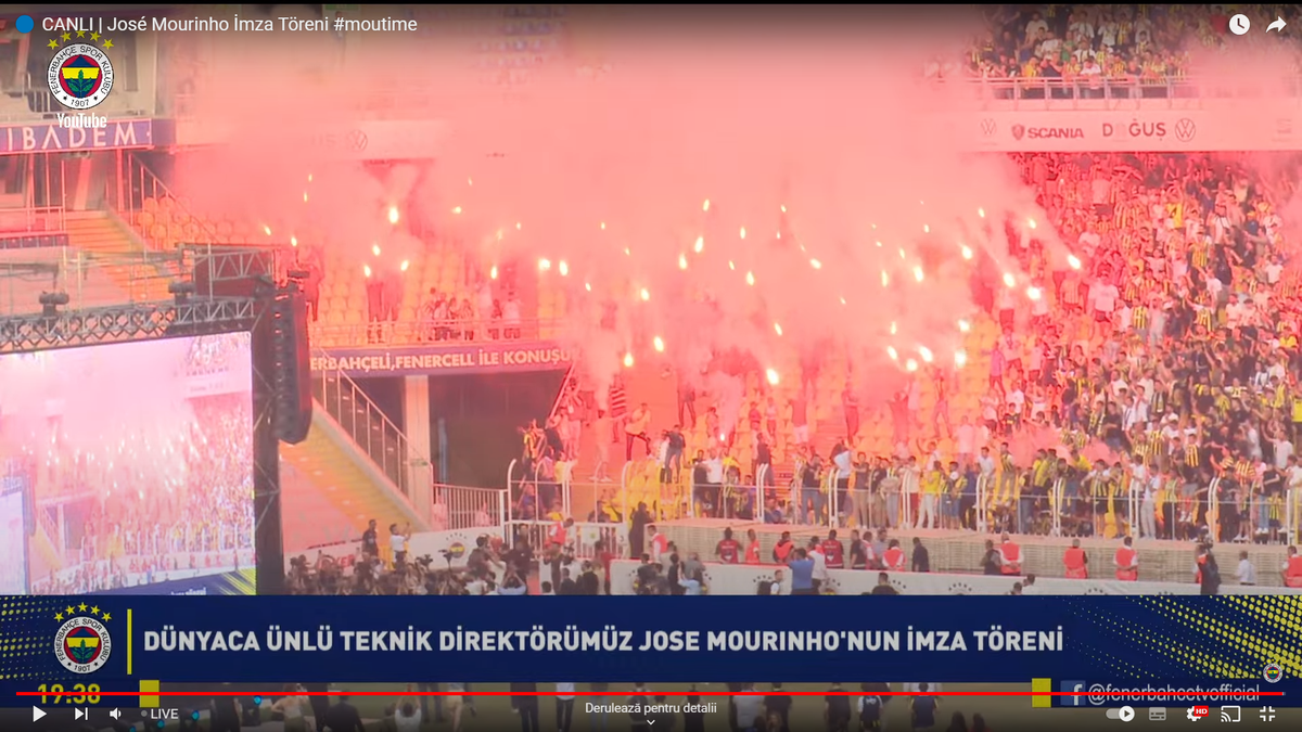 Isterie în Turcia, la prezentarea lui Mourinho la Fenerbahce! » Lusitanul a venit pe mare și a vorbit în fața a 45.000 de oameni: „Voi mă iubiți înainte de victorii”