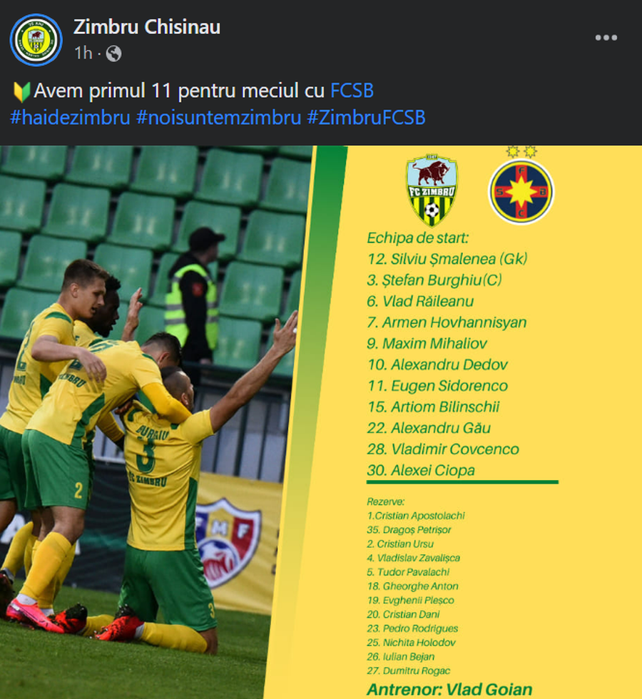 FCSB a primit gol de la Zimbru, penultima clasată din Moldova » 7 reușite la Chișinău