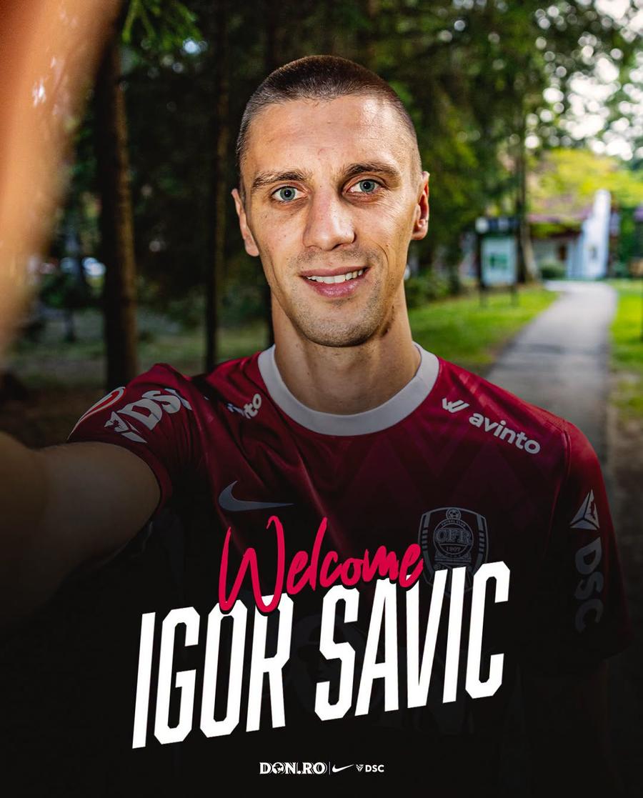 Igor Savic, noul mijlocaș al lui CFR Cluj S-a trezit CFR Cluj! Al doilea transfer al zilei: „Bine ai venit!”