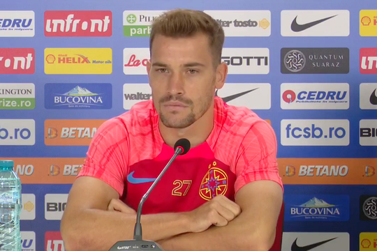 Darius Olaru (25 de ani, mijlocaș central) a participat la conferința de presă premergătoare manșei secunde cu CSKA 1948 Sofia din turul II preliminar Conference League. În tur, FCSB s-a impus cu 1-0.