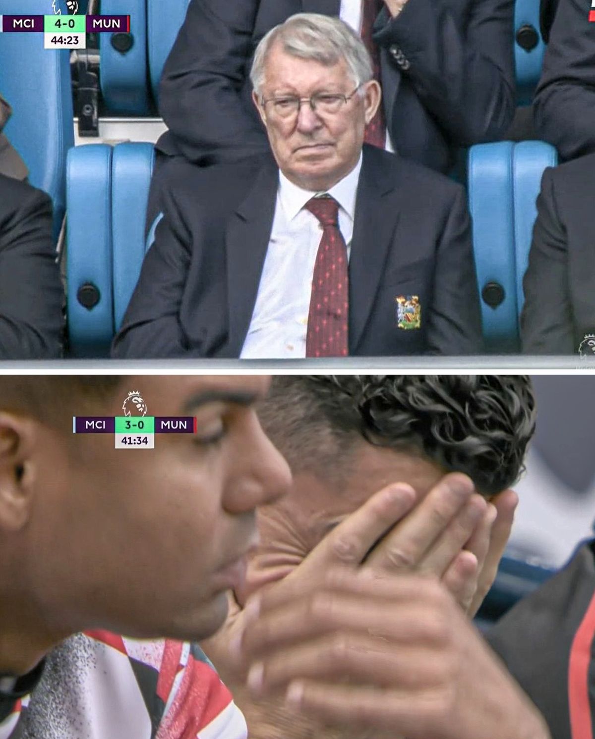 Cum i-au surprins camerele pe Cristiano Ronaldo și Sir Alex Ferguson, în umilința trăită de United cu City