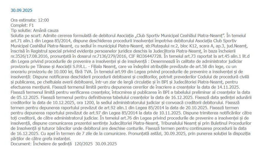 Zăvăleanu, treci și pe la ei? Oficial, încă un club din România a intrat în insolvență! Datorii uriașe