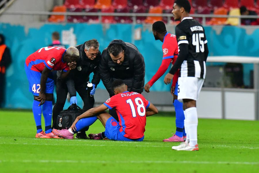 Malcom Edjouma s-a accidentat în FCSB - Young Boys/ foto: Cristi Preda (GSP) Pieluigi Collina declară război simulatorilor » Va crește timpul efectiv de joc + Ce riscă accidentații închipuiți!