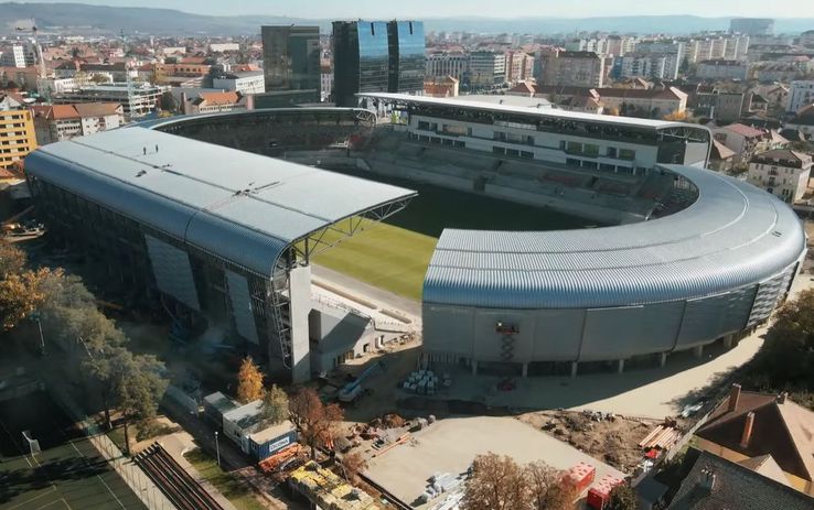 Imagini noi cu stadionul „Municipal” din Sibiu // foto: captură YouTube @ CON-A