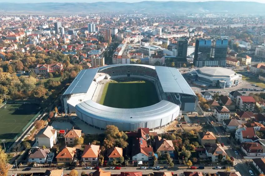 Imagine din dronă cu noul stadion din Sibiu // foto: captură YouTube @ CON-A