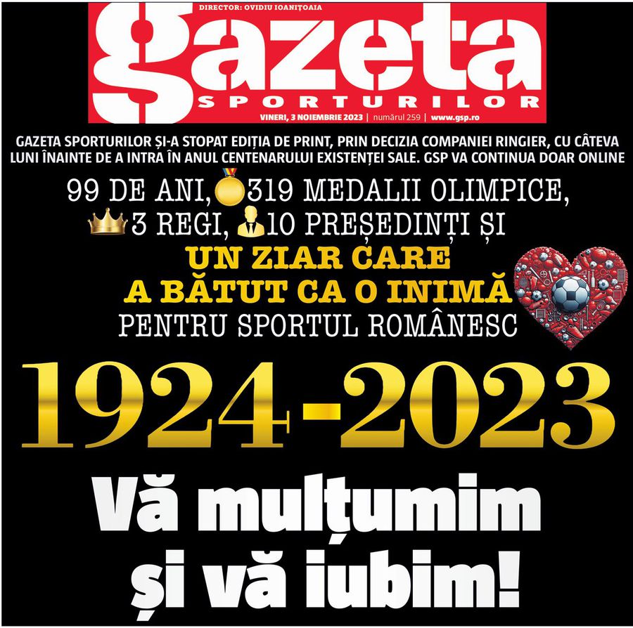 Mesajul redacției GSP, după ce ediția tipărită a fost închisă: Aceasta e promisiunea noastră + VIDEO spectaculos despre istoria, prezentul și viitorul GSP