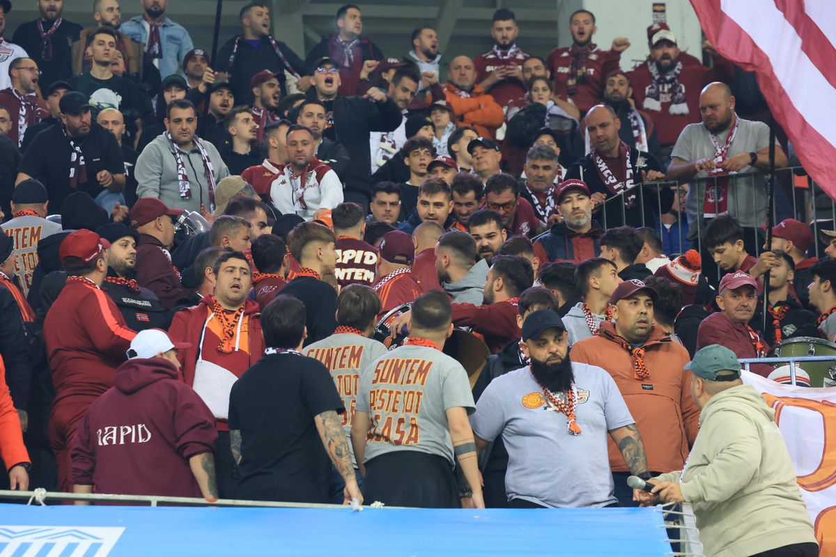 Nu s-a văzut la TV: scandal în peluza Rapidului la Craiova, jandarmii n-au mai stat pe gânduri