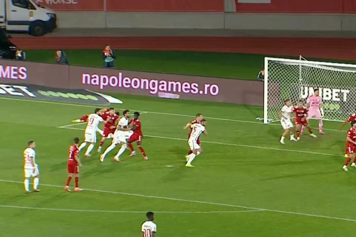 Ce a fost în capul lui?! Iată faza bizară din Hermannstadt - Oțelul: fundașul-kamikaze a luat „roșu” direct și imediat a venit golul!