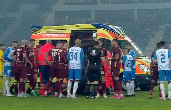 Momente de panică la Craiova - CFR Cluj: ambulanța a intrat pe teren