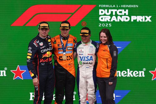 Isack Hadjar, pe podium la Zandvoort (echipament alb) / Foto: Imago Images