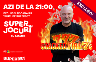 Nu rata showul de casino al lui Capatos, de la 21 pe YouTube Superbet! Joci Stacked Fire 7's, cel mai nou slot exclusiv.