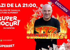 Nu rata showul de casino al lui Capatos, de la 21 pe YouTube Superbet! Joci Stacked Fire 7's, cel mai nou slot exclusiv.