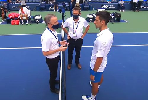 Arbitrul Soeren Friemel (stânga), supervizorul care a decis descalificarea lui Novak Djokovic (34 de ani, 1 ATP) de la US Open 2020, a fost suspendat 12 luni din circuit.