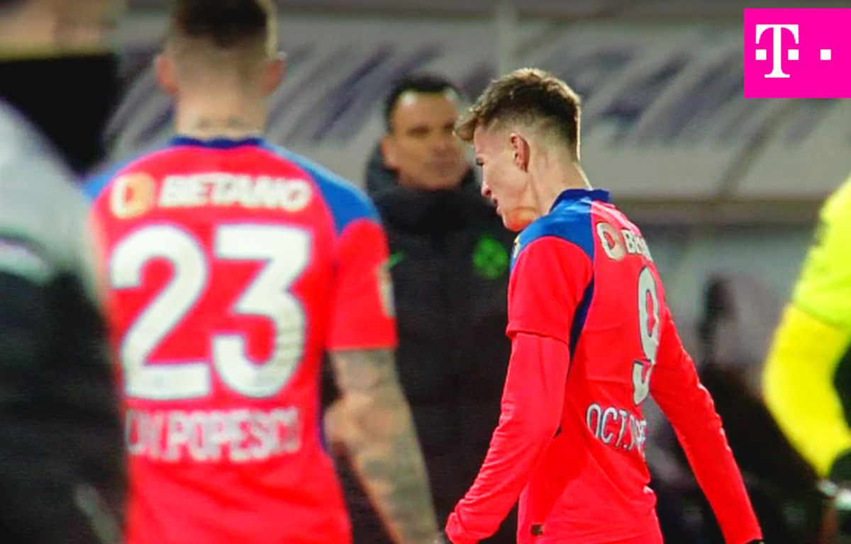 Octavian Popescu, lacrimi după FC Argeș - FCSB 1-0 / FOTO: Capturi @Telekom Sport 1