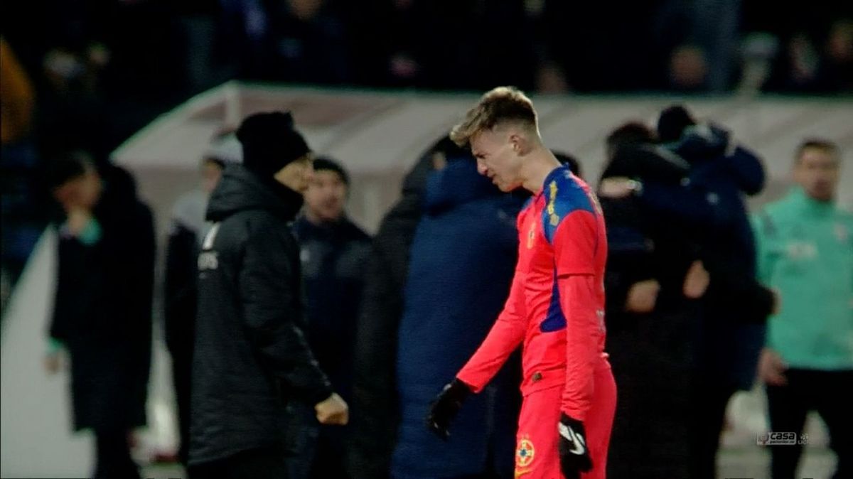 Octavian Popescu, lacrimi după FC Argeș - FCSB 1-0 / FOTO: Capturi @Telekom Sport 1